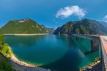 Piva Lake (Pivsko Jezero) view in Montenegro., a Nature Photo by YuriyB