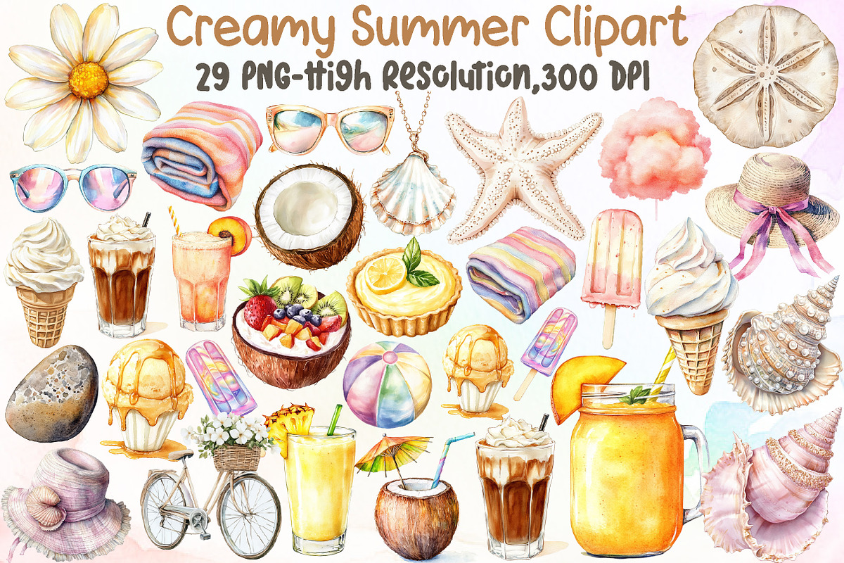 Creamy Summer Clipart, an Illustration by Sublimation Artist (Photo 1 of 6)