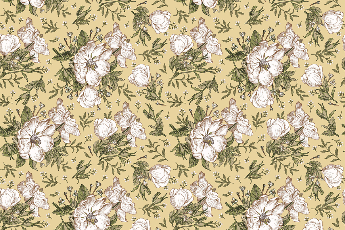Set Seamless Flowers Dogrose Pattern, a Pattern Graphic by Vintage (Photo 3 of 8)