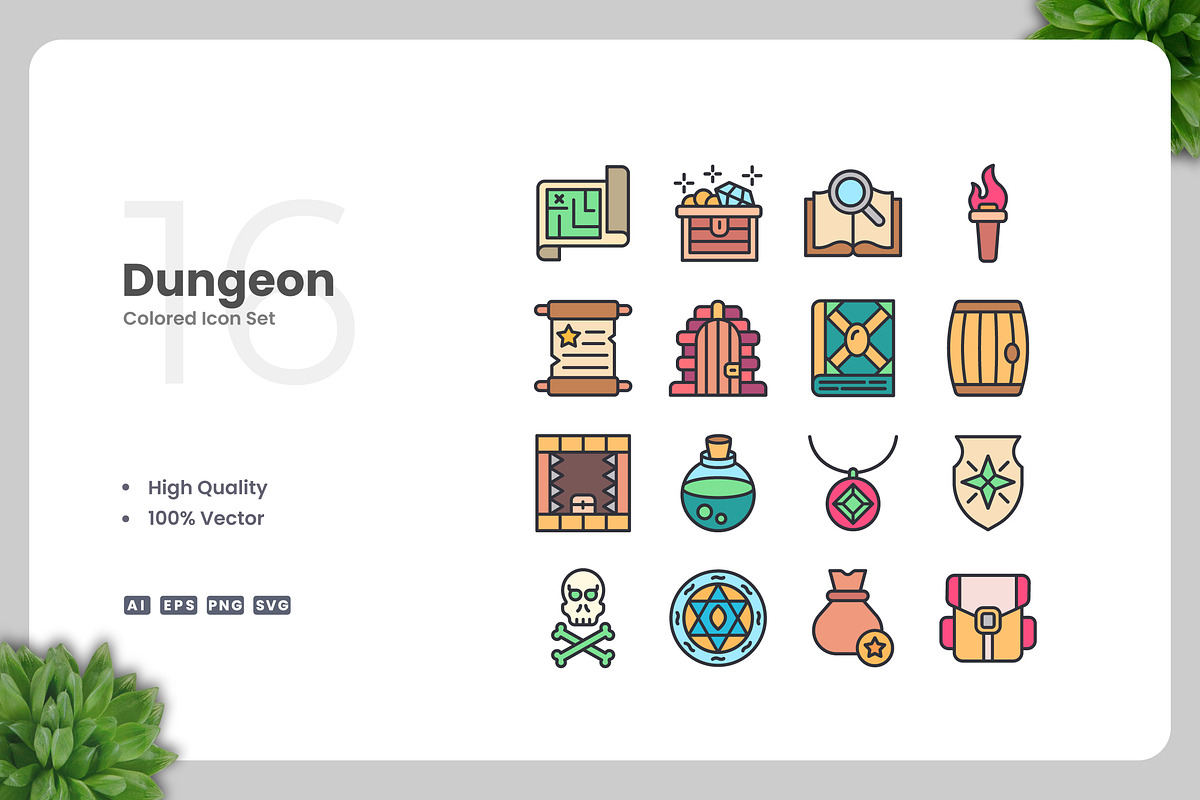 Dungeon Colored Icons, an Icon by Upnowgraphic