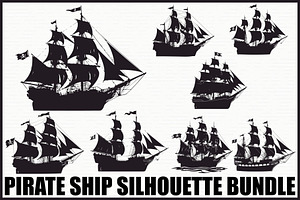 Sailboat, Cargo & Pirate Ship Bundle, an Illustration by hafijul