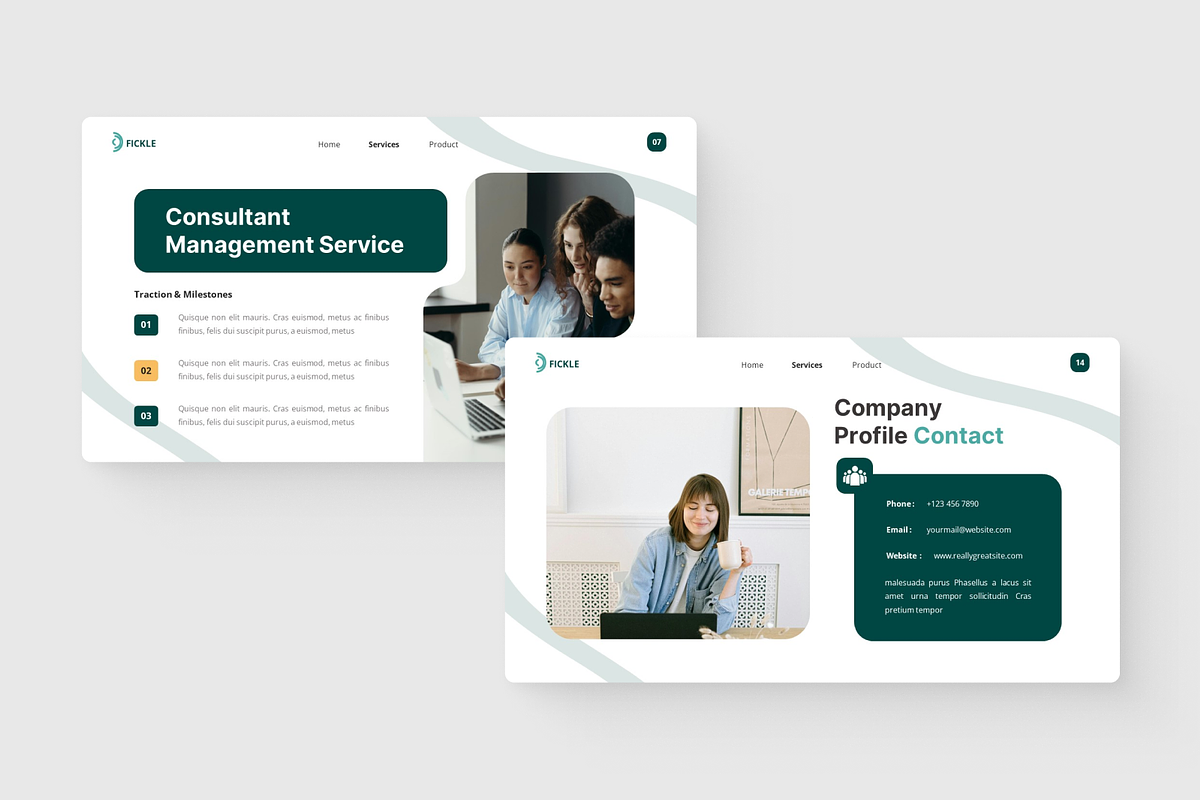 Fickle - Company Profile Powerpoint, a Presentation Template by SquidPixey (Photo 2 of 6)