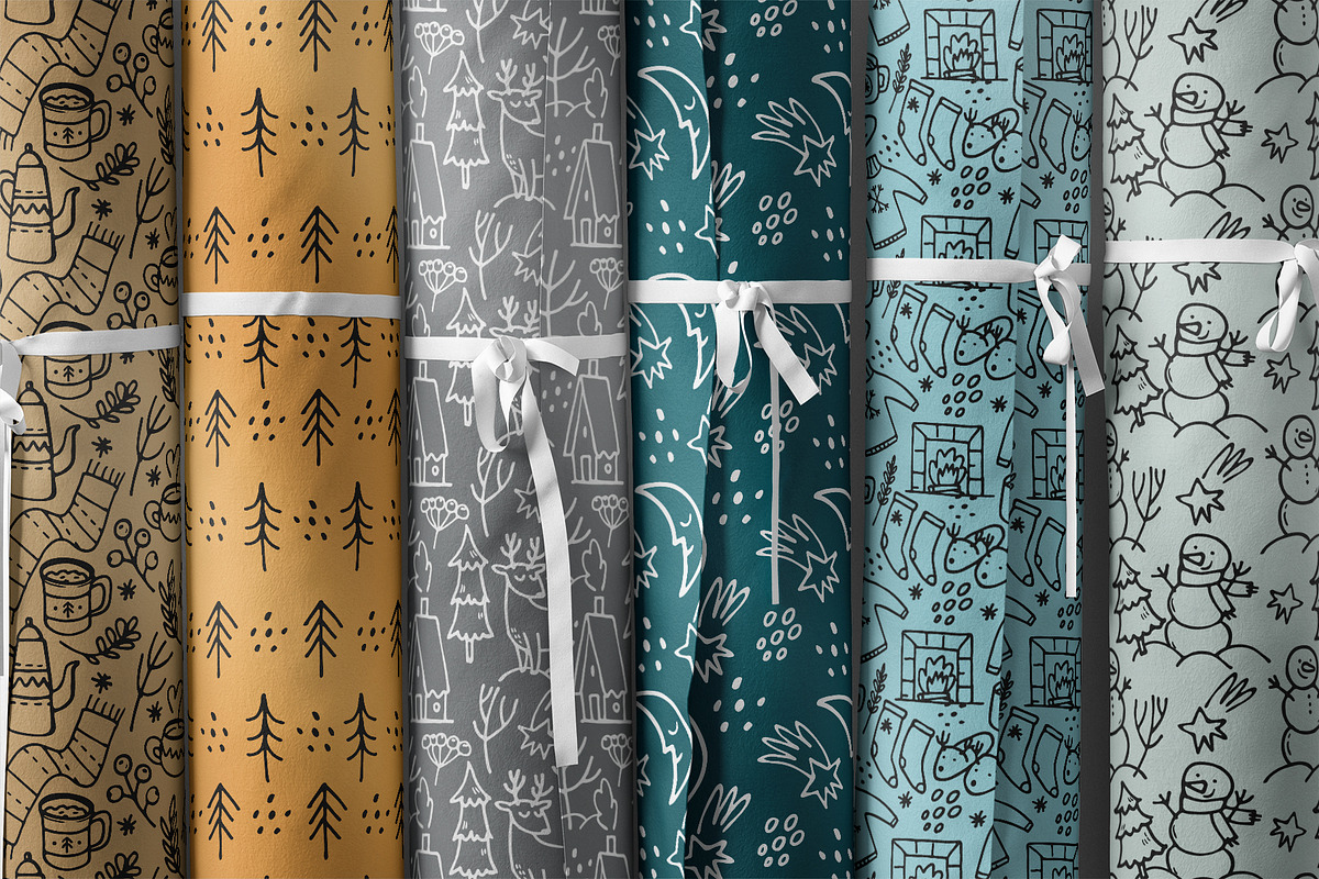 Winter Doodle Patterns set, a Pattern Graphic by Ekaterina Goncharova (Photo 6 of 7)