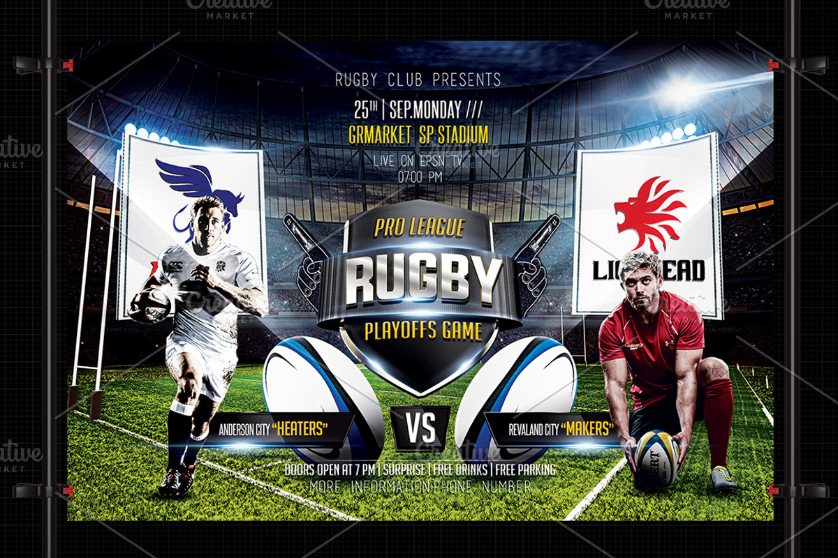 Rugby Flyer, a Flyer Template by Basez Flyers