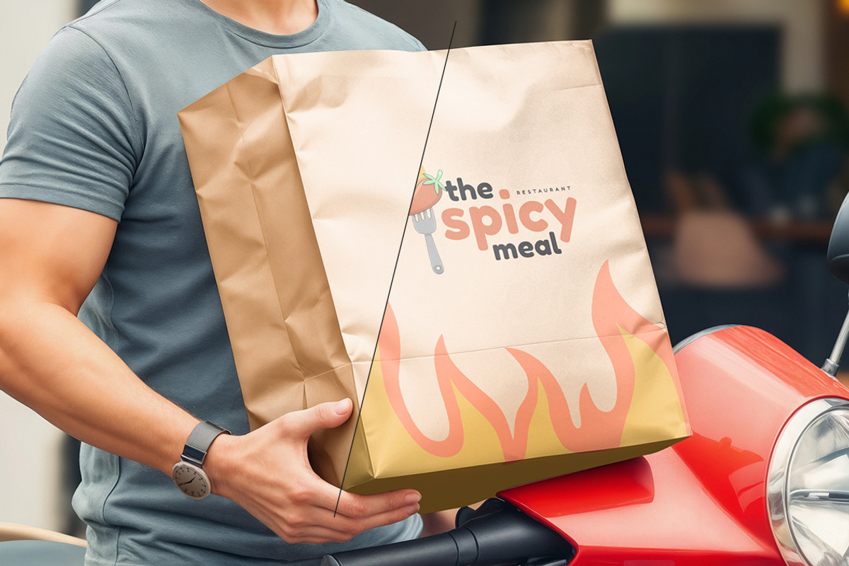 Restaurant Delivery Paper Bag Mockup, a Product Mockup by rebrandy (Photo 5 of 8)
