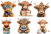 Birthday Highland Cow Clipart, an Illustration by Designworld (Thumbnail 4 of 8)