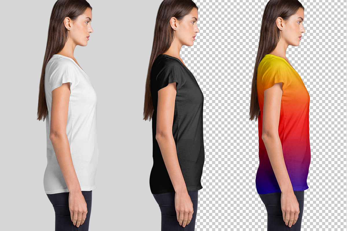 Women's V Neck T-Shirts Mockup, a Shirt Mockup by Mock-up Store (Photo 5 of 5)