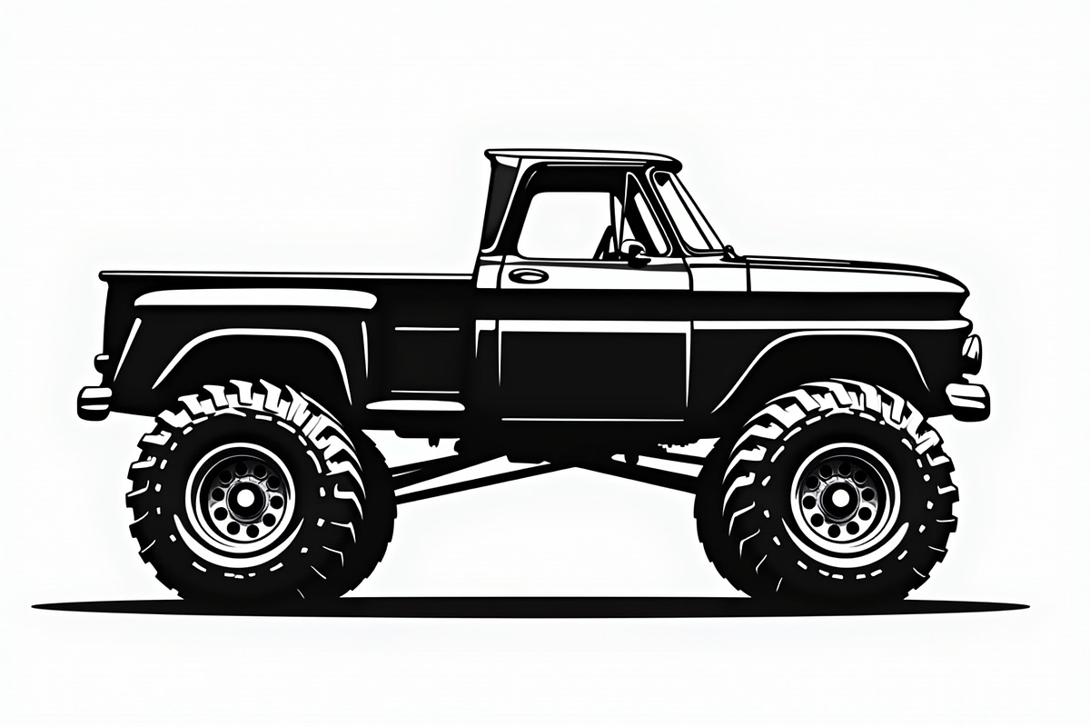 Big Wheel Truck Line Drawing, an Illustration by musafir_fashion (Photo 6 of 9)