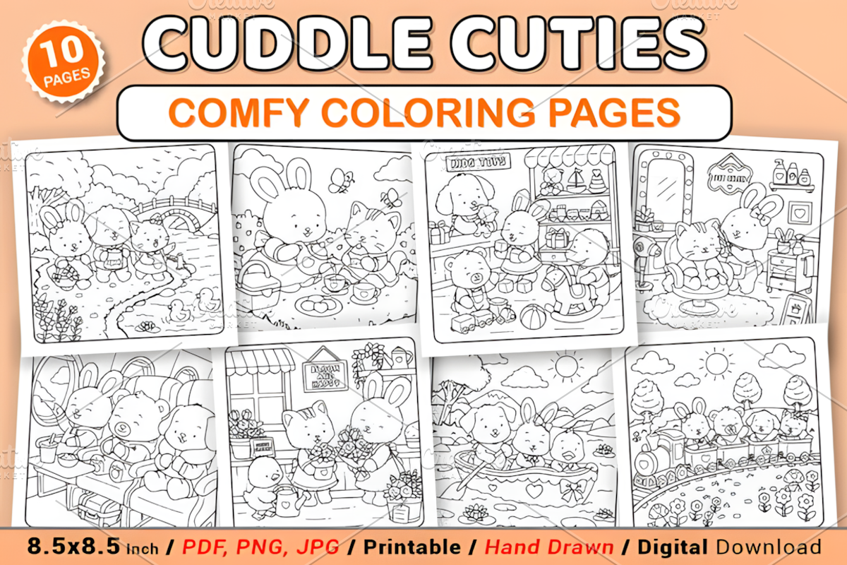 Cuddle Cuties Comfy Coloring Pages, a Decorative Illustration by Coco Bloom (Photo 1 of 4)