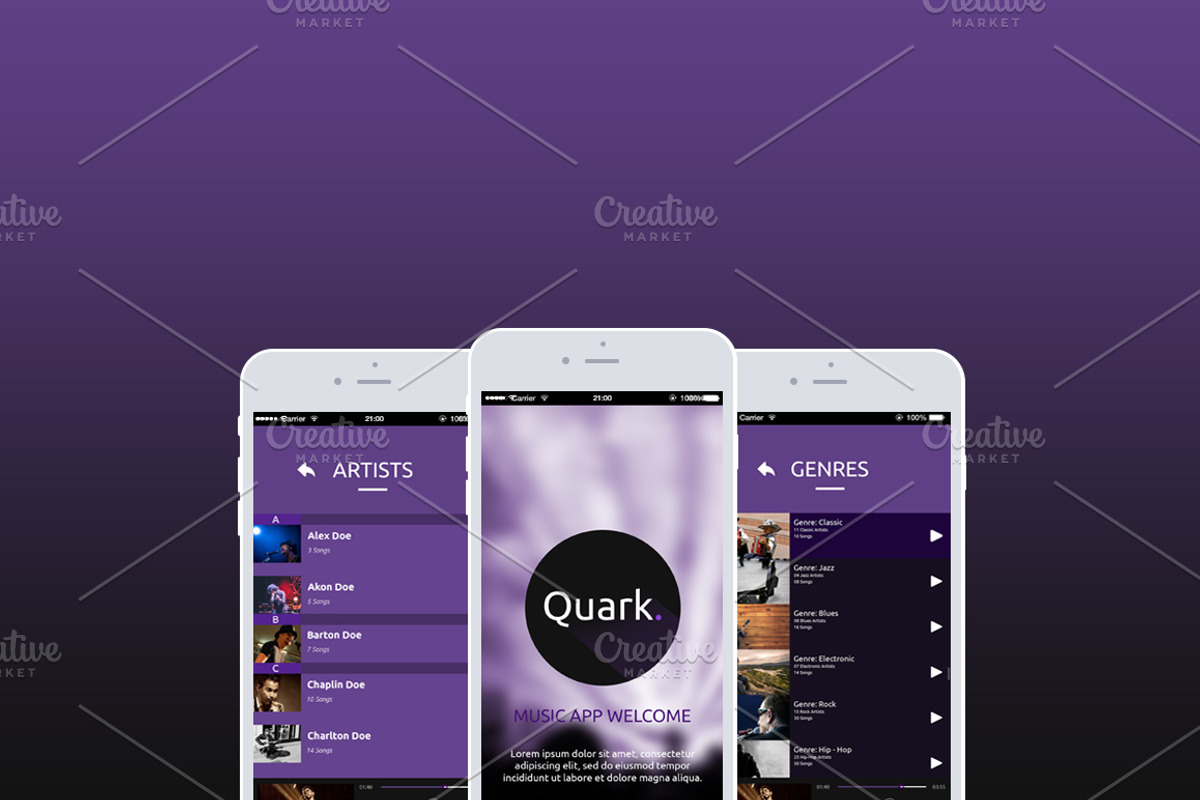 Quark Music player App Ui, an UI Kit Template by GFXZ Designs (Photo 4 of 4)