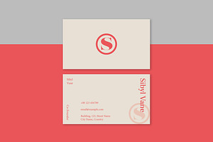 Tan Business Card with Pink Accent, a Business Card Template by wavebreak