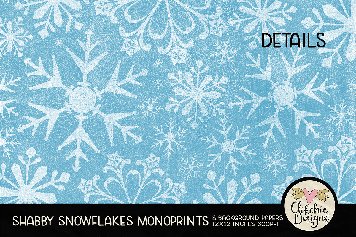 Shabby Snowflake Christmas Papers, a Texture Graphic by Clikchic Designs (Photo 4 of 6)