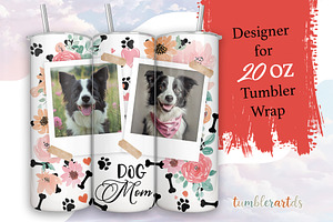 Custom photo dog mom 20 oz Tumbler, a Graphic by TumblerArtDS