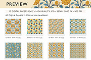 Mustard & Blue Floral Patterns, a Pattern Graphic by Maishop (Thumbnail 4 of 4)