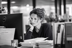 Focused Woman at Computer, a Business Photo by shahsoft