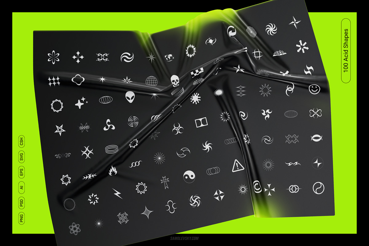Acid & Chrome Abstract Shapes Bundle, an Object Graphic by Samolevsky (Photo 17 of 25)