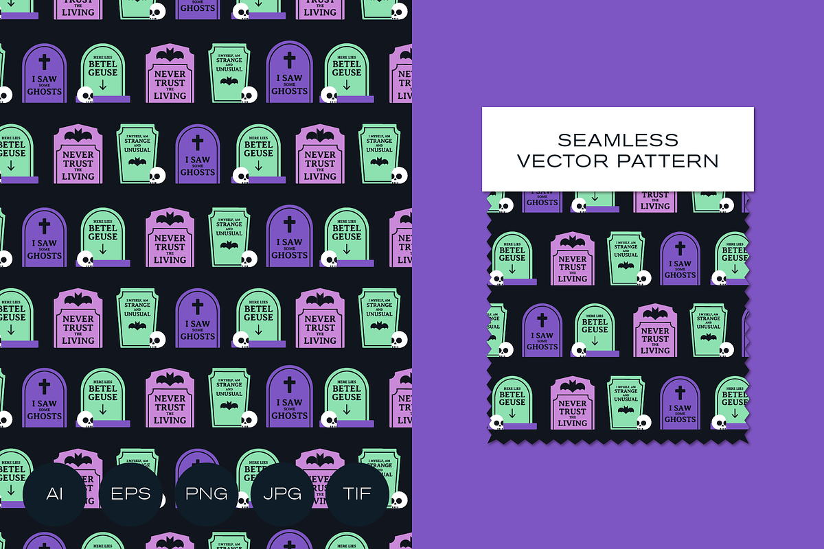 Spooky Halloween Tombstones Pattern, a Pattern Graphic by Rxmi Studio (Photo 1 of 3)