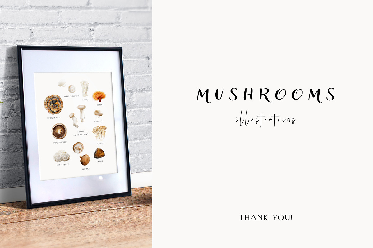 Mushroom illustration. Fungi clipart, a Food Illustration by Diana Askarova Art (Photo 6 of 6)