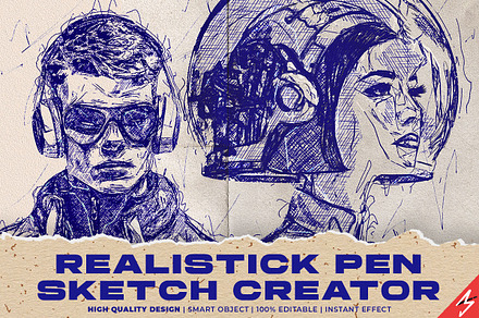 Realistic Pen Sketch Creator, an Action Add-On by Amorjesu.com