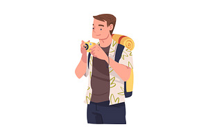 Young Man with Camera Engaged in, a Person Illustration by TopVectors