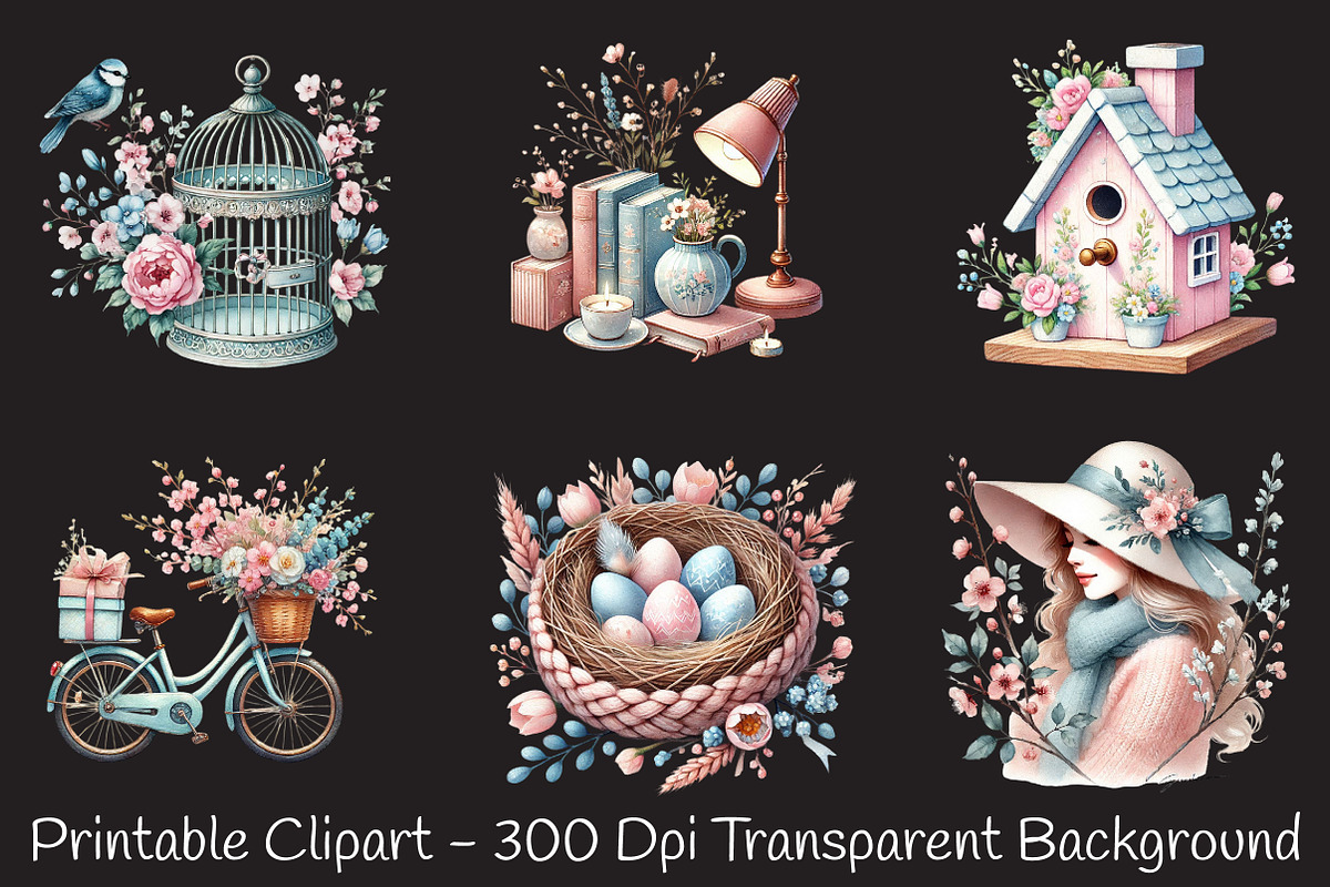 Cozy romantic spring clipart, an Illustration by RobertsArt (Photo 4 of 7)