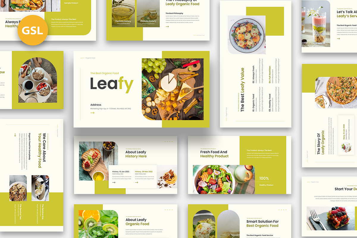 Leafy Organic Food Google Slides, a Presentation Template by kerismaker (Photo 1 of 6)