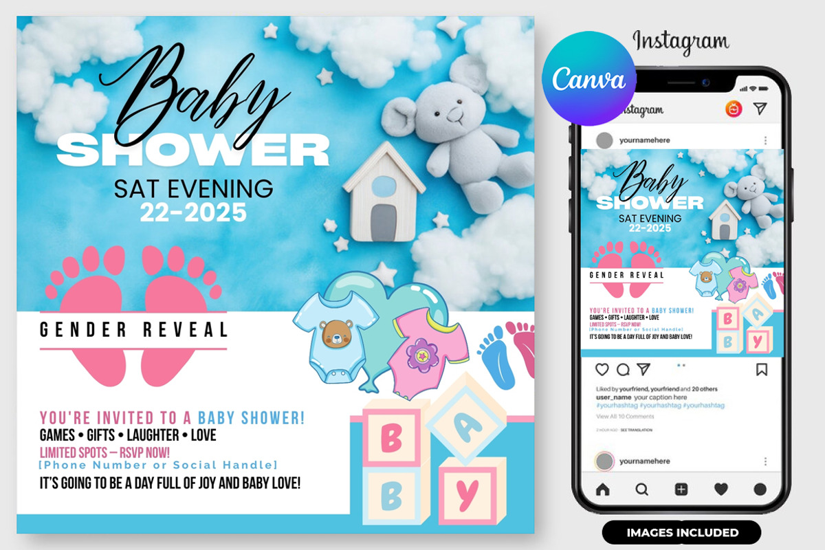 7 Baby Shower Flyer Bulndle | Canva, a Graphic by graphicforest (Photo 2 of 9)