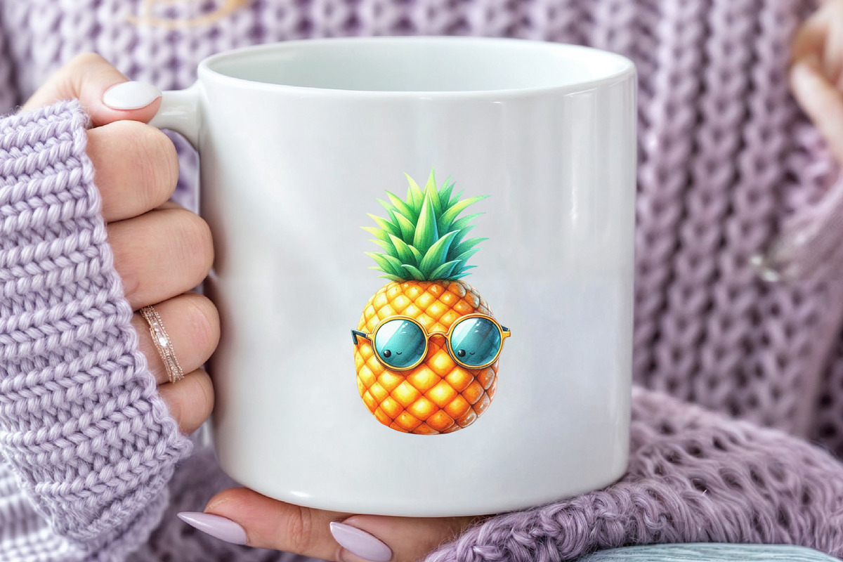 Watercolor Cute Pineapple Clipart, a Seasonal Illustration by Rose Art (Photo 7 of 7)