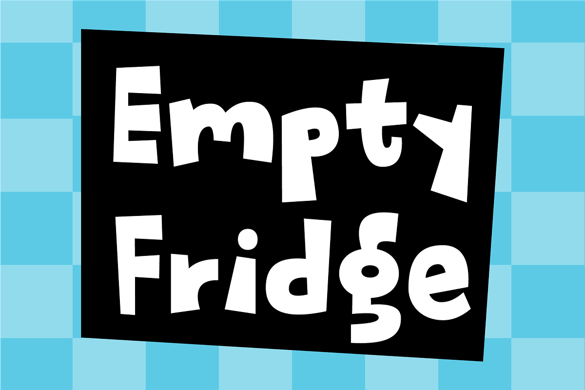 Empty Fridge a crazy comic font!, a Sans Serif Font by pizzadudedotdk (Photo 1 of 6)