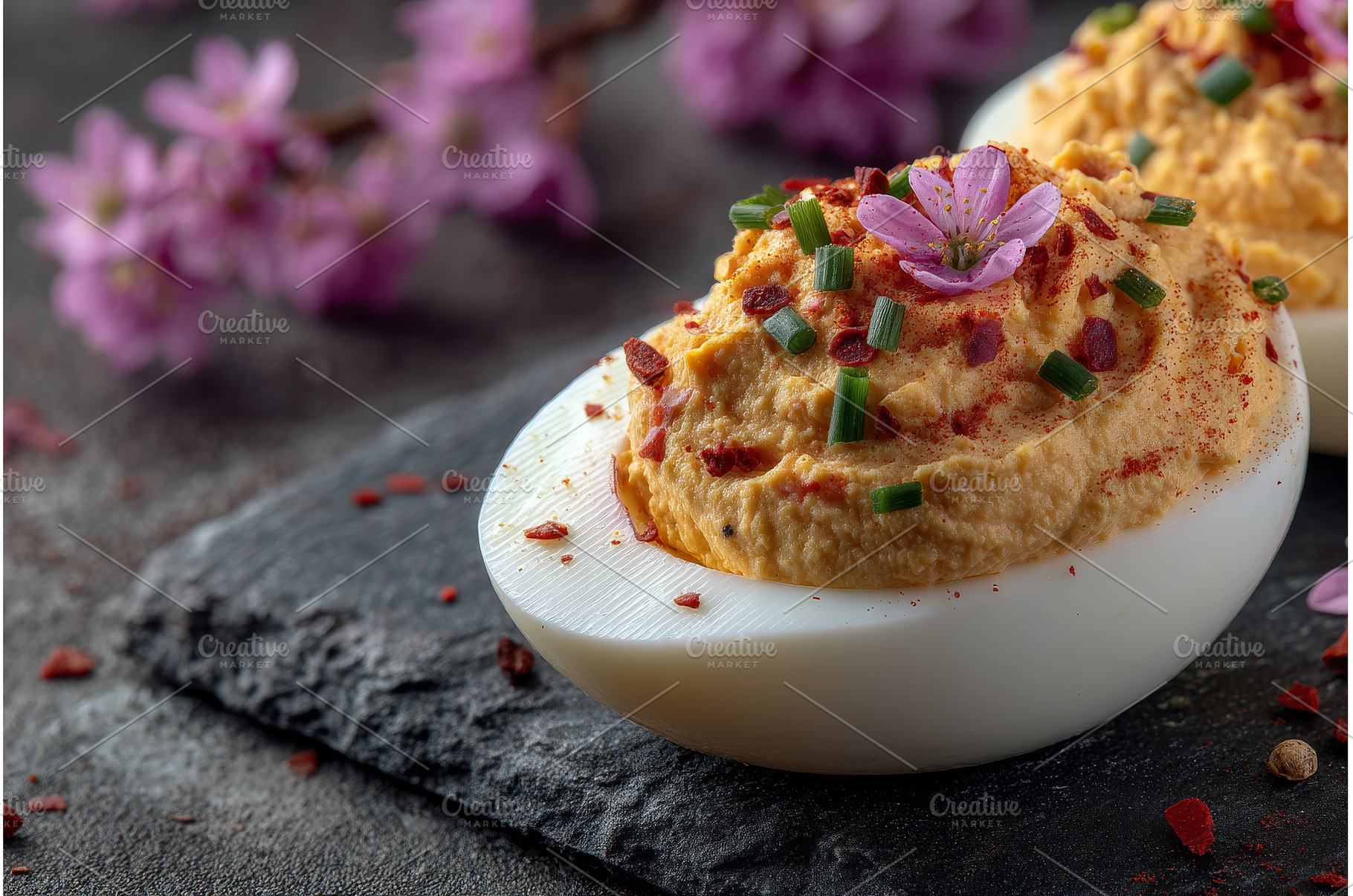 The combination of eggs stuffed with, a Food & Drink Photo by ZinetroN