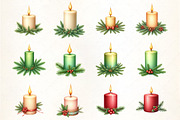 Christmas Candle with Pine Branch Cl, an Illustration by CrexoraLab (Thumbnail 3 of 5)