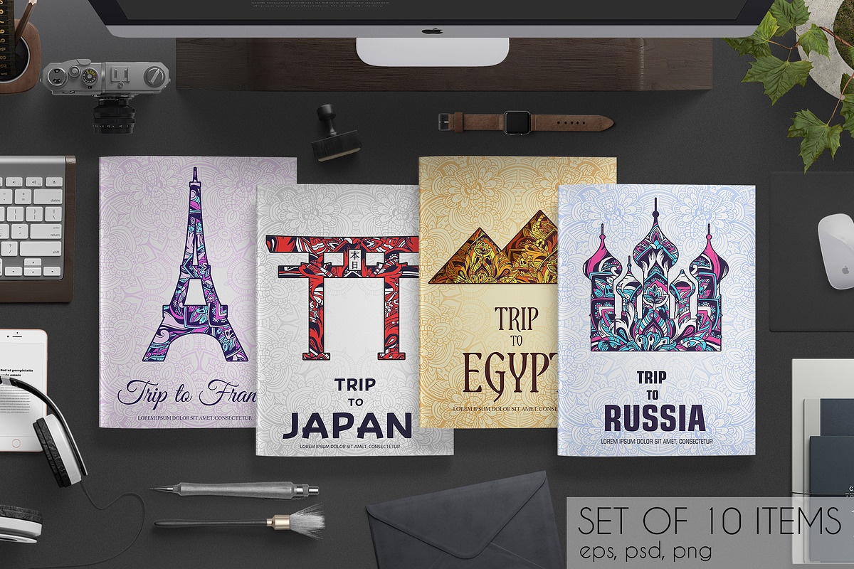 Art country travel cards set, a Brochure Template by LineTale (Photo 1 of 2)