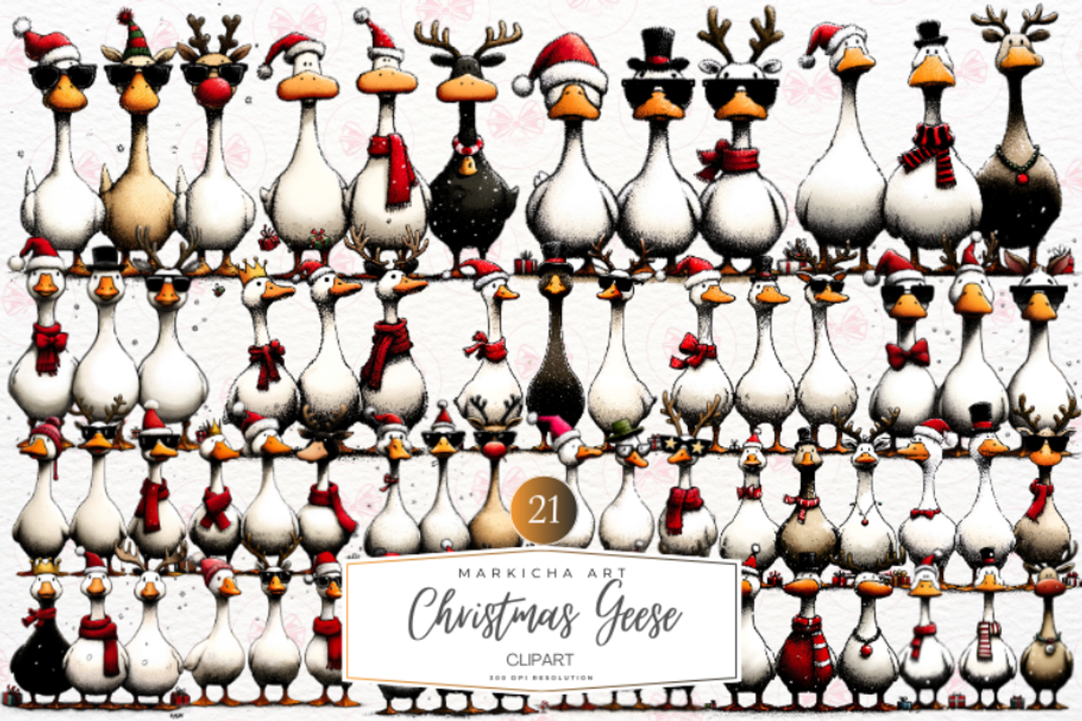 Christmas Geese Clipart, an Illustration by Markicha Art (Photo 1 of 6)