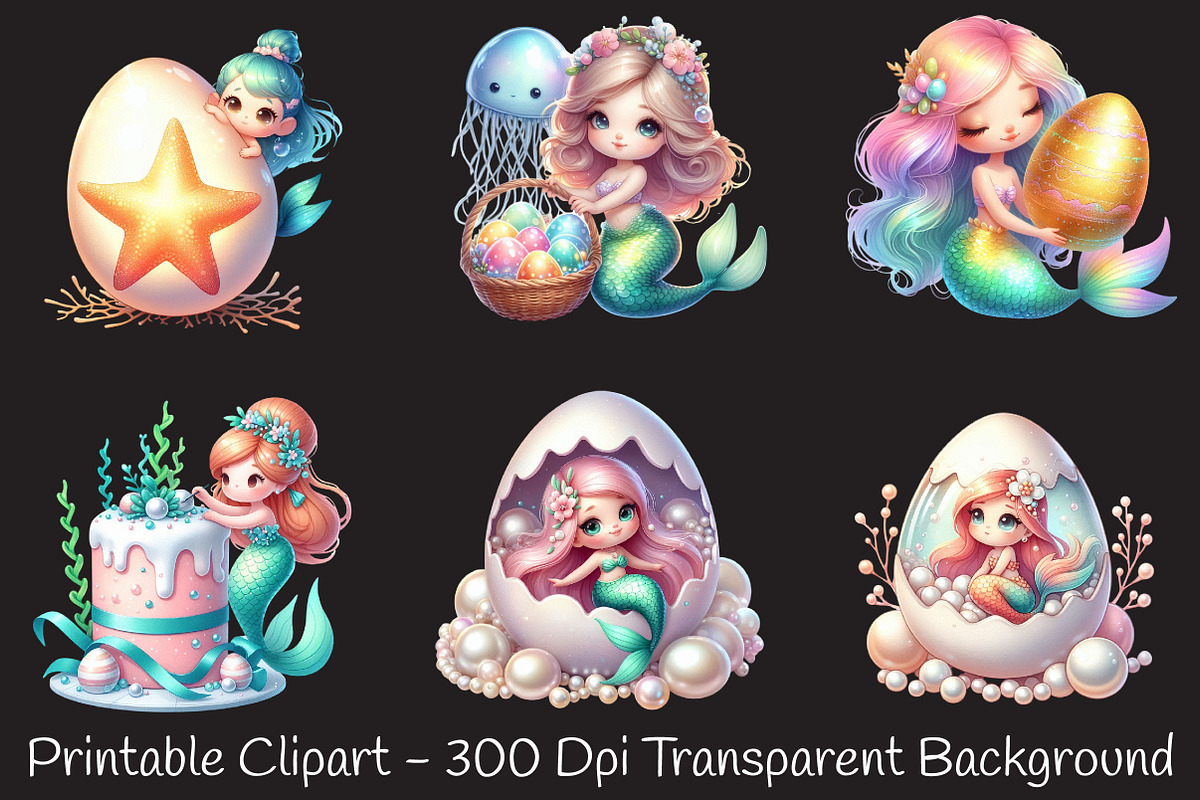 Easter Mermaid Sublimation Clipart, an Illustration by RobertsArt (Photo 5 of 7)