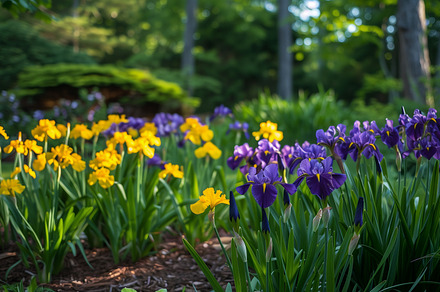 Spring yellow and blue irises, a Nature Photo by MistyDay