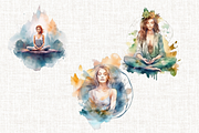 Watercolor Meditation Cliparts, an Illustration by Mash Mash Stickers (Thumbnail 7 of 9)