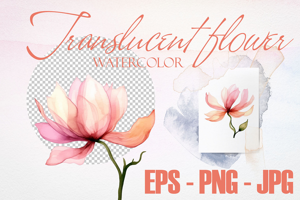 Watercolor Translucent Flower Vector, a Pattern Graphic by Deckar_art (Photo 2 of 5)