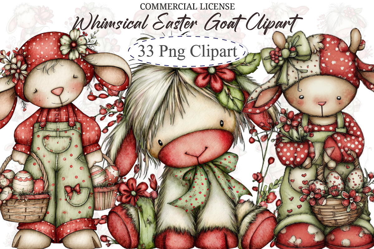 Whimsical Easter Goat Clipart, an Illustration by designcity5 (Photo 1 of 5)