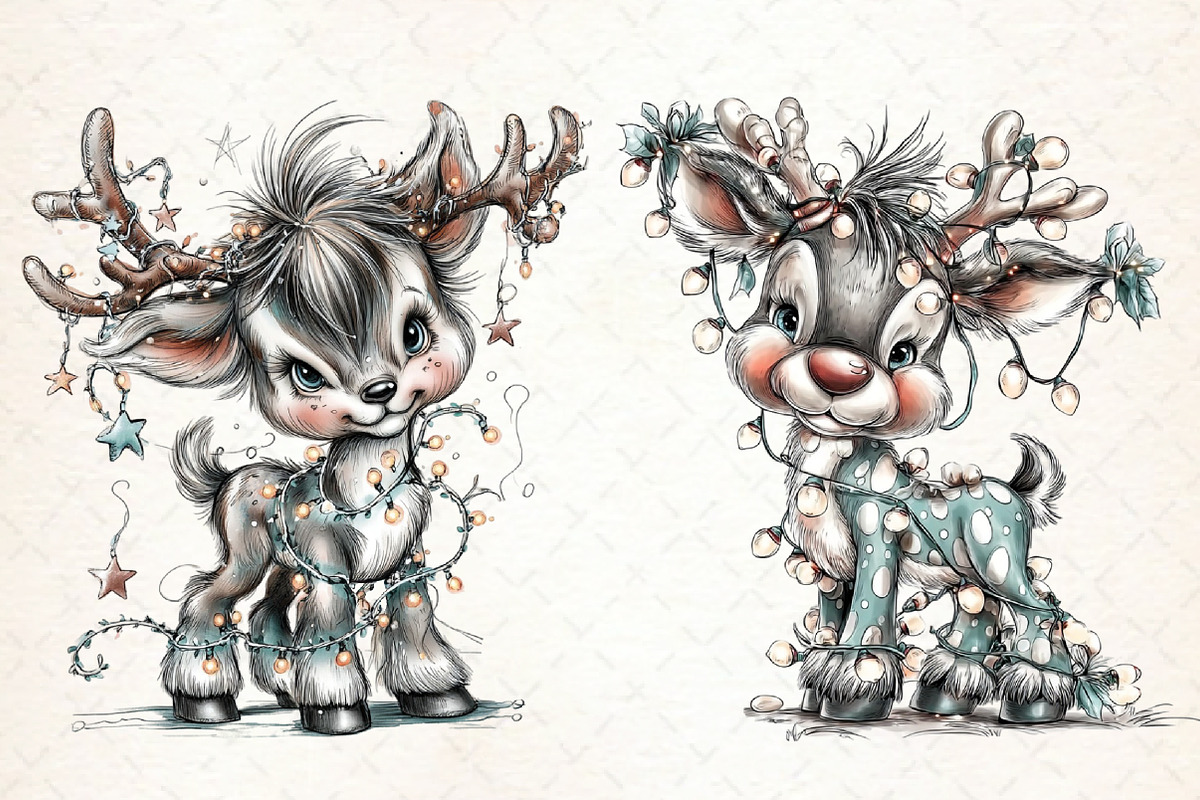 Whimsical Reindeer Clipart Bundle, an Illustration by Libby Wishes (Photo 3 of 3)