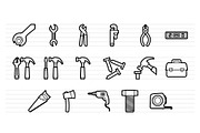 35 Hardware Tools Line Icons Set, an Icon by doghead (Thumbnail 3 of 3)