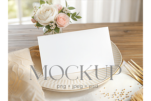 Elegant Floral Wedding Place Card, a Product Mockup by MockupWizard