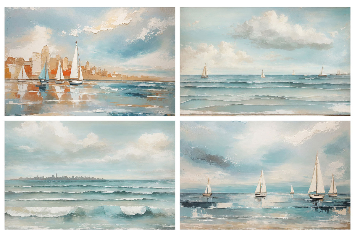 Seascape Oil Painting 'Sailboat', a Background Graphic by by creative paper (Photo 15 of 16)