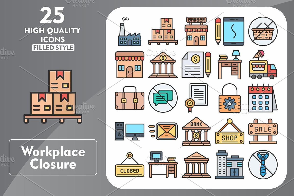 Workplace 25 Line Filled Icons, an Icon by Pexelpy