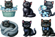 Black Cat Clipart Nursery Baby PNG, an Illustration by Designking (Thumbnail 4 of 4)