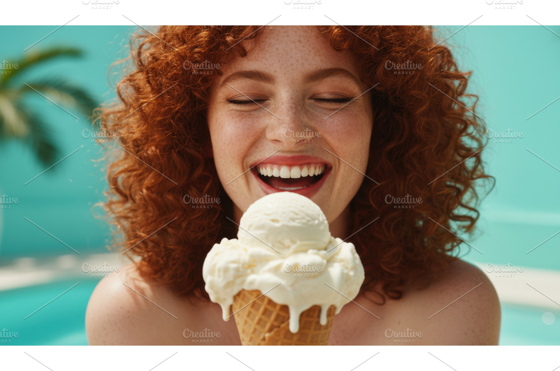 Smiling woman with bright red curly, a Nature Photo by Igor Tichonow