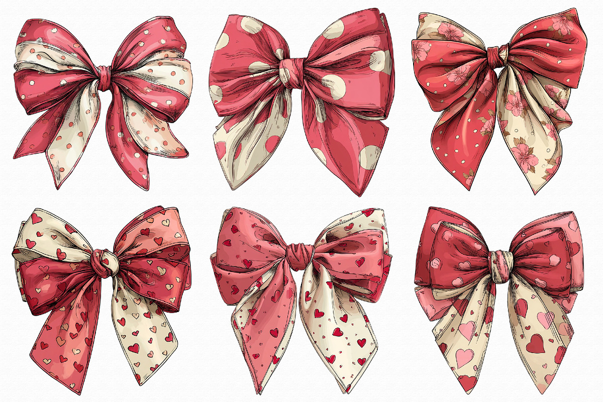 Valentines Day Coquette Bows Clipart, an Illustration by Libby Wishes (Photo 6 of 6)