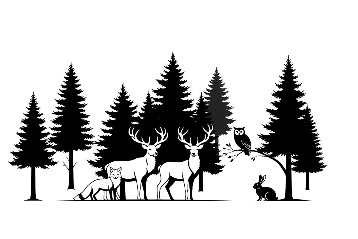 Wildlife Forest Silhouette Vector Bu, an Illustration by Designs_River (Photo 44 of 51)