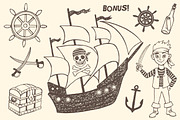 Pirate doodles set +8patterns, an Illustration by Hala (Thumbnail 2 of 5)
