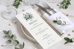 Wedding Menu Template Sage Greenery