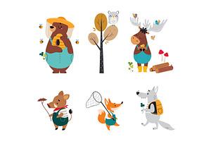 Cute Forest Animal Walking and, an Animal Illustration by TopVectors